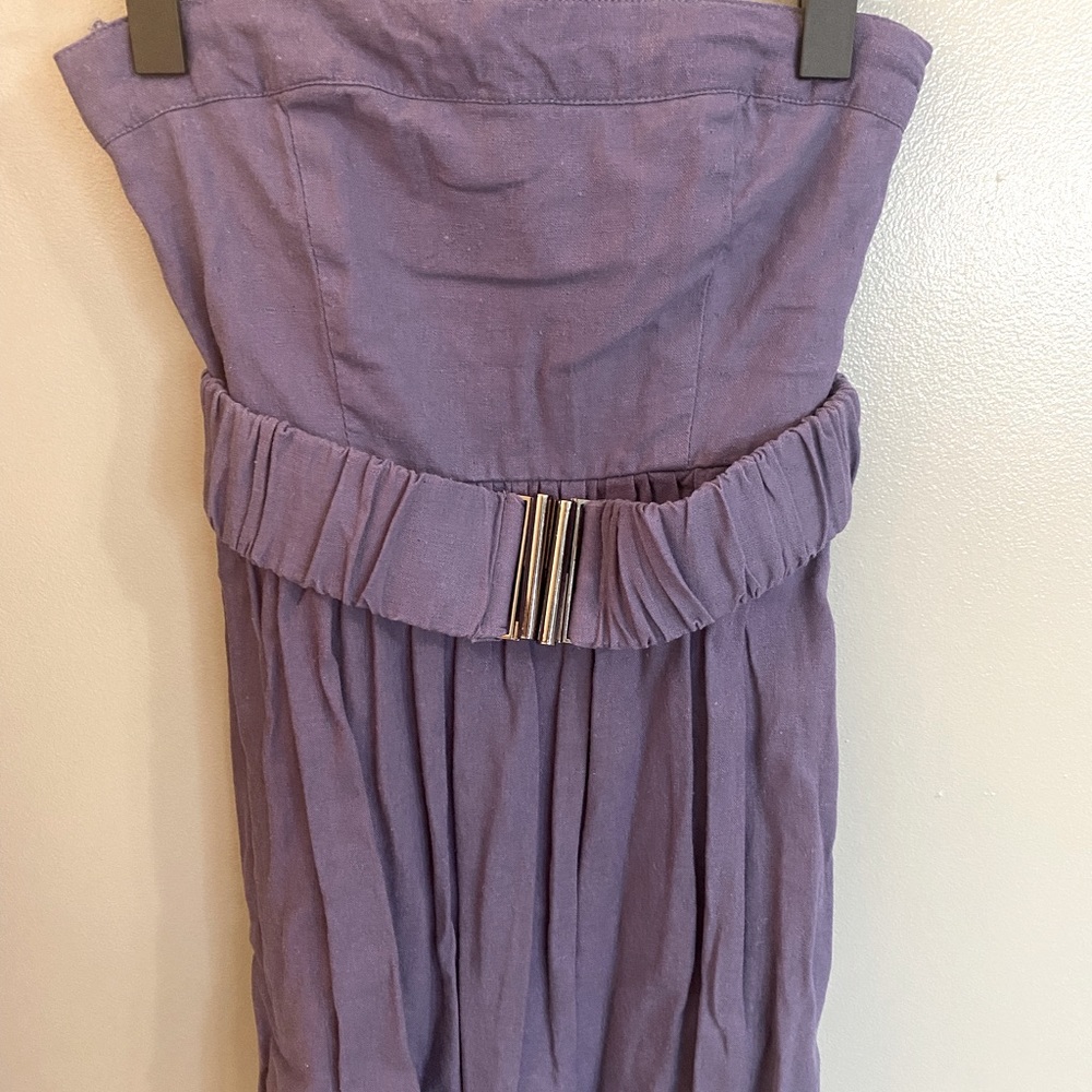 Linen Blend Strapless Mini Dress